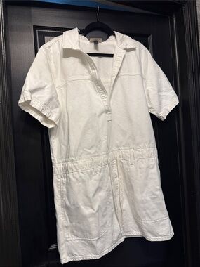 Universal Thread White Short Sleeve Collared Utility Denim Dress